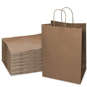 ecoquality – 13x7x17 inches – 100pcs – large brown kraft paper bags with handles, shopping, gift bags, party, merchandise, lunch bags, grocery bags