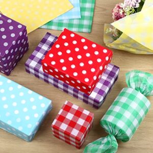 Naler 60 Sheets Dots & Buffalo Plaid Tissue Paper Rainbow Color Tissue Paper for Gift Wrapping Birthday Party Easter Christmas Holiday Decoration, 14x20 Inch