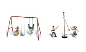 woodland scenics playground fun (swing set, tetherball & 5 figures)