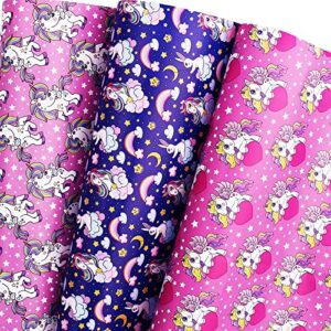 u’cover unicorn birthday wrapping paper 6 large sheet gift wrapping paper for girls kids baby shower women boys for wedding anniversary holiday party graduation gift wrap paper folded 27 * 37inch