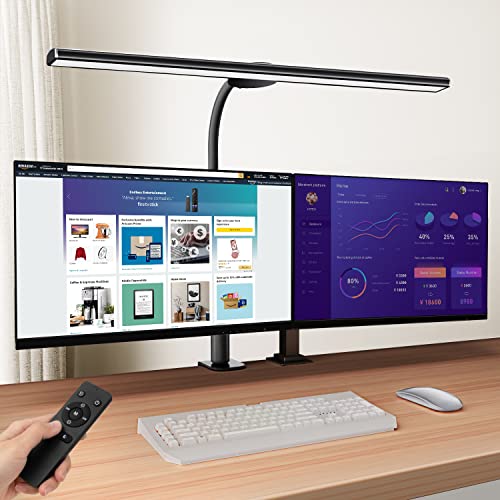 SHLINUX Clamp Lamp with Flexible Gooseneck, Eye-Caring Architect Task Lamp, 18W LED 3 Modes 6 Brightness, Modern Desk Light for Home Office ,Remote Control and Touch (Black)