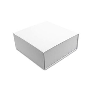 white gift box – 1 pack small collapsible magnetic lid luxury cardboard box for presents, gifts, ornaments, holiday, weddings, events, small businesses, organization, supplies, crafting – 9.4×9.4×3.7