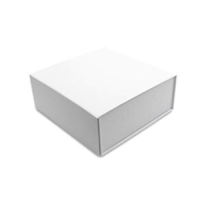 White Gift Box - 1 Pack Small Collapsible Magnetic Lid Luxury Cardboard Box for presents, gifts, Ornaments, Holiday, Weddings, Events, Small Businesses, Organization, Supplies, Crafting - 9.4x9.4x3.7