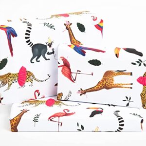 central 23 – wrapping paper for kids – jungle safari – green – 6 gift wrap sheets for boys girls birthdays children – recyclable