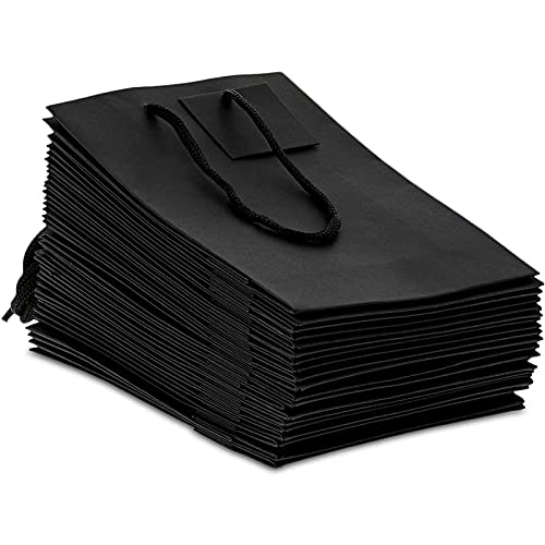 Sparkle and Bash Black Paper Gift Bags with Handles, Tags, Tissue Paper (8 x 5.5 In, 20 Pack)