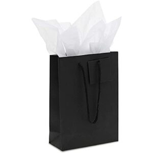 Sparkle and Bash Black Paper Gift Bags with Handles, Tags, Tissue Paper (8 x 5.5 In, 20 Pack)