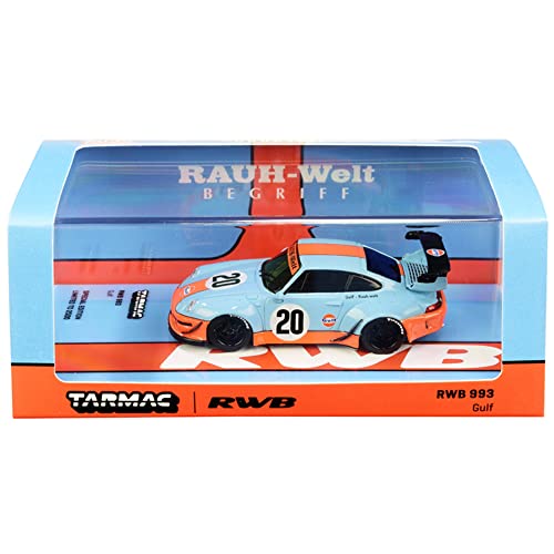 RWB 993 #20 "Gulf Oil Light Blue & Orange RAUH-Welt BEGRIFF Limited Edition 2500 pcs Worldwide 1/64 Diecast Model Car by Tarmac Works T64-017-MIJO