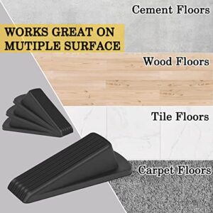 Door Stoppers, Door Stops for Bottom of Door, Rubber Door Wedge for Tile, Concrete, Carpet, Wooden Floor (4 Pack, Black)