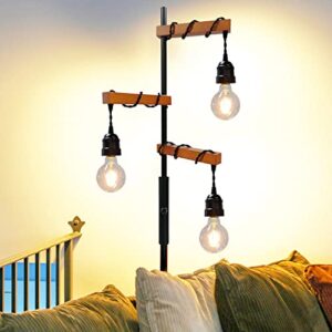 Assemer Dimmable Farmhouse Floor Lamp,Industrial Vintage Tall Tree Lamp with 3 x 800lm LED Edison Bulbs,Standing Lamps for Living Room Bedroom