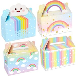 12 pack rainbow party favor boxes cloud pastel happy birthday treat bags rainbow theme colorful candy goodies valentine’s day gift boxes for baby shower party decorations supplies 6 x 3 x 3.5 inches