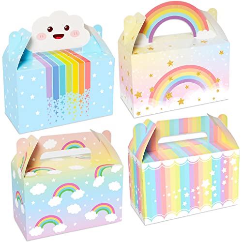 12 Pack Rainbow Party Favor Boxes Cloud Pastel Happy Birthday Treat Bags Rainbow Theme Colorful Candy Goodies Valentine's Day Gift Boxes for Baby Shower Party Decorations Supplies 6 x 3 x 3.5 Inches