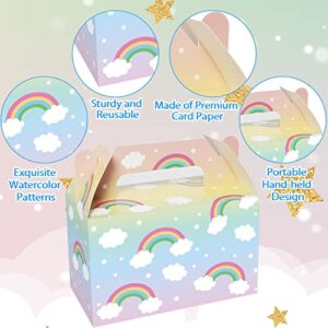 12 Pack Rainbow Party Favor Boxes Cloud Pastel Happy Birthday Treat Bags Rainbow Theme Colorful Candy Goodies Valentine's Day Gift Boxes for Baby Shower Party Decorations Supplies 6 x 3 x 3.5 Inches