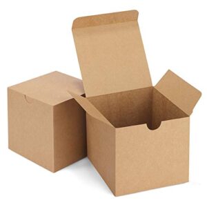 eupako gift boxes 4x4x4 50 pack brown kraft paper box with lids party favor boxes for bridesmaids proposal, crafting, cupcake, wedding, christmas