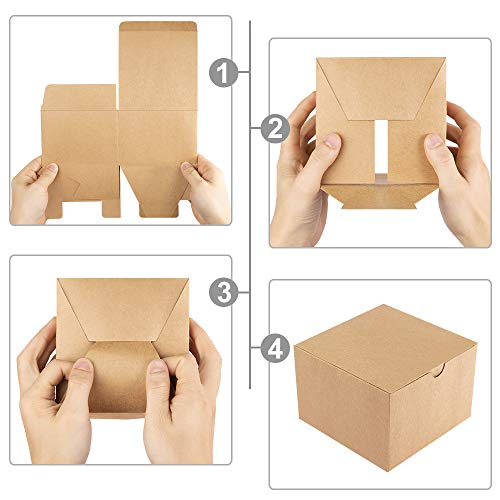 Eupako Gift Boxes 4x4x4 50 Pack Brown Kraft Paper Box with Lids Party Favor Boxes for Bridesmaids Proposal, Crafting, Cupcake, Wedding, Christmas