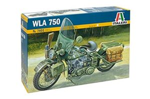 italeri harley davidson wla 750 wwii military motorcycle 1:9 scale – plastic model kit 7401