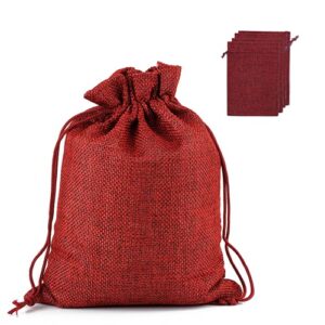 kupoo 30pcs burlap gift bags wedding hessian jute bags linen jewelry pouches with drawstring for wedding party,diy craft and christmas (red, 5×7 inch (30pcs))