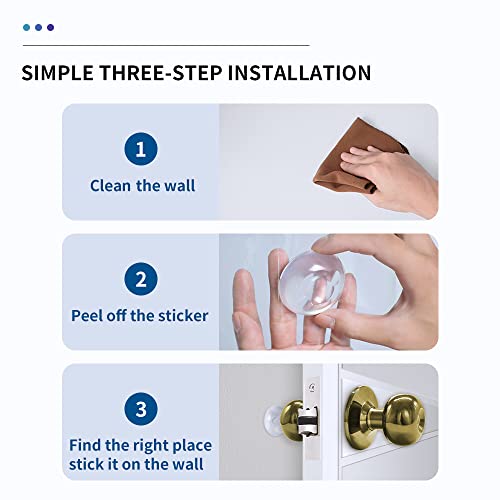 Door Stopper Wall Protector (Clear 6Pcs) - Premium, Self-Adhesive, Reusable Door Knob Bumper - Upgrade, Shock Absorbent Gel, Wall Shield & Silencer for Door Handle. Soft Rubber Door Stop