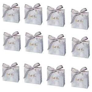 BFORHAP 25PCS Thank You Gift Bags Small Size, 4.5x1.7x3.9Inch Marble Pattern with Bowknot Decor Mini gift Bags, Party Favor Bag Candy Boxes for Wedding Birthday Bridal Shower Baby Shower