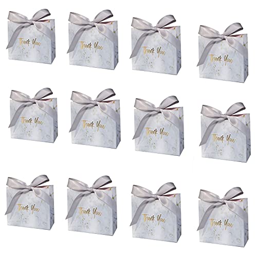 BFORHAP 25PCS Thank You Gift Bags Small Size, 4.5x1.7x3.9Inch Marble Pattern with Bowknot Decor Mini gift Bags, Party Favor Bag Candy Boxes for Wedding Birthday Bridal Shower Baby Shower