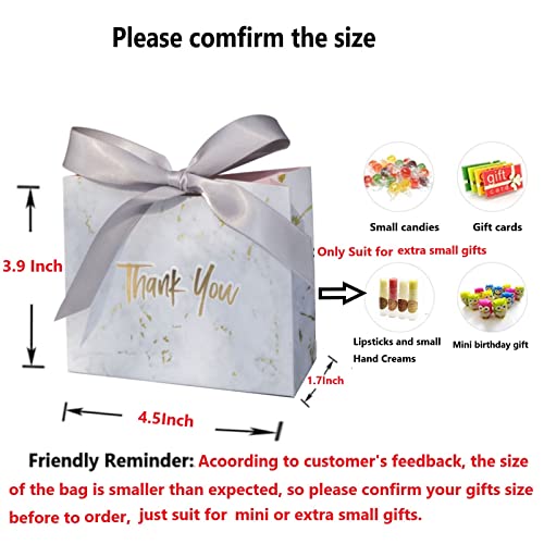 BFORHAP 25PCS Thank You Gift Bags Small Size, 4.5x1.7x3.9Inch Marble Pattern with Bowknot Decor Mini gift Bags, Party Favor Bag Candy Boxes for Wedding Birthday Bridal Shower Baby Shower