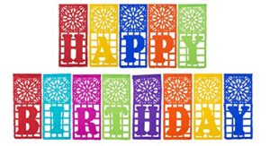 paper full of wishes i mexican plastic papel picado banner i happy birthday i multi-color large letrero banner for mexican theme birthdays