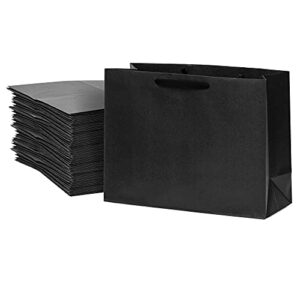 prime line packaging black gift bags with handles – 50 pack 16x6x12 designer shopping bags in bulk, large gift wrap euro totes with handles for boutiques, small business