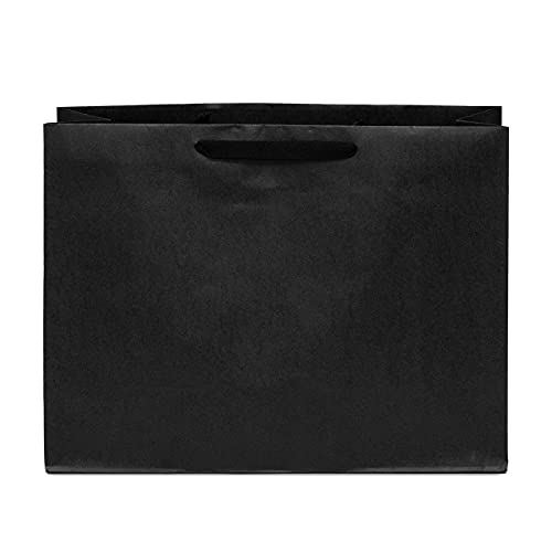 Prime Line Packaging Black Gift Bags with Handles - 50 Pack 16x6x12 Designer Shopping Bags in Bulk, Large Gift Wrap Euro Totes with Handles for Boutiques, Small Business