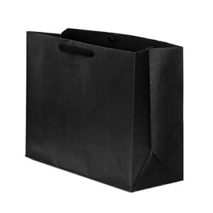 Prime Line Packaging Black Gift Bags with Handles - 50 Pack 16x6x12 Designer Shopping Bags in Bulk, Large Gift Wrap Euro Totes with Handles for Boutiques, Small Business