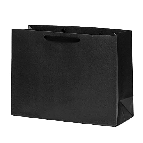 Prime Line Packaging Black Gift Bags with Handles - 50 Pack 16x6x12 Designer Shopping Bags in Bulk, Large Gift Wrap Euro Totes with Handles for Boutiques, Small Business