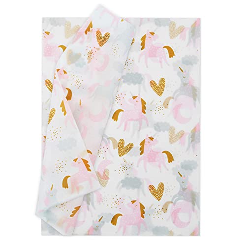 Unicorn Tissue Paper Bulk for Birthday Gift Wrap, 20 Sheets 20"x 28" Per Sheet, Unicorn Wrapping Paper Girls Kids for Gift Bags, Christmas Baby Shower Wrapping, Unicorn Party Decorations