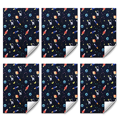 Geluode Birthday Wrapping Paper for Kids Boys Girls Space Lover, Outer Space Wrapping Paper for Birthday Baby Shower Kindergarten Party, 6 Sheets Folded Flat 20x28 Inches Per Sheet