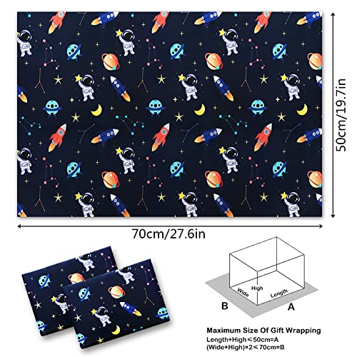 Geluode Birthday Wrapping Paper for Kids Boys Girls Space Lover, Outer Space Wrapping Paper for Birthday Baby Shower Kindergarten Party, 6 Sheets Folded Flat 20x28 Inches Per Sheet