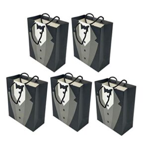 nuobesty groomsmen paper gift bags tuxedo gift bags for wedding groomsmen anniversary, pack of 5
