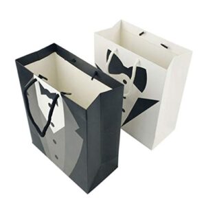 NUOBESTY Groomsmen Paper Gift Bags Tuxedo Gift Bags for Wedding Groomsmen Anniversary, Pack of 5