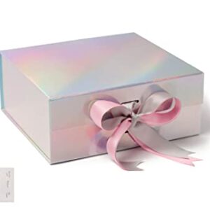 SKETCHGROUP Luxury Rainbow Gift Box with 2 Satin Ribbon and Magnetic Closure (Medium Deep Size)