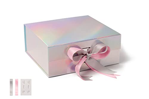 SKETCHGROUP Luxury Rainbow Gift Box with 2 Satin Ribbon and Magnetic Closure (Medium Deep Size)