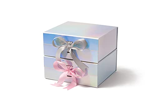 SKETCHGROUP Luxury Rainbow Gift Box with 2 Satin Ribbon and Magnetic Closure (Medium Deep Size)