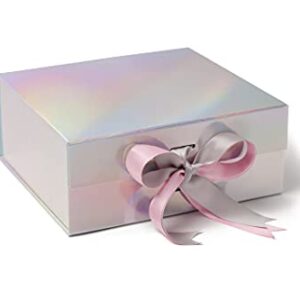 SKETCHGROUP Luxury Rainbow Gift Box with 2 Satin Ribbon and Magnetic Closure (Medium Deep Size)