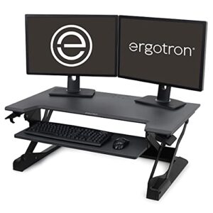 ergotron – workfit-tl standing desk converter, dual monitor sit stand desk riser for tabletops – 37.5 inch width, black