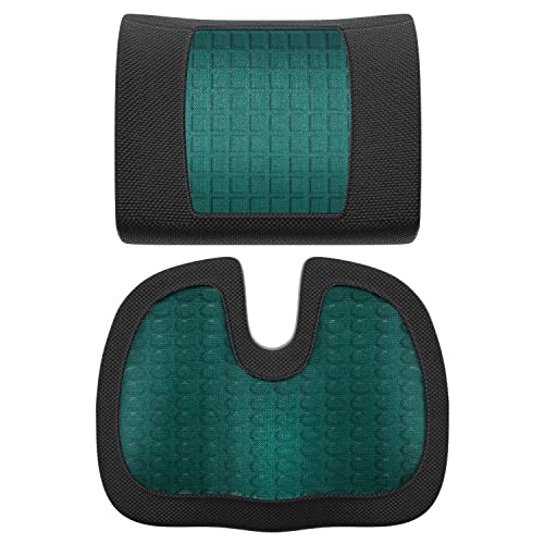 Amazon Basics Seat Cushion & Lumbar Support, Cool Gel Memory Foam, Black, 2-Pack