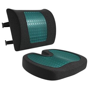amazon basics seat cushion & lumbar support, cool gel memory foam, black, 2-pack