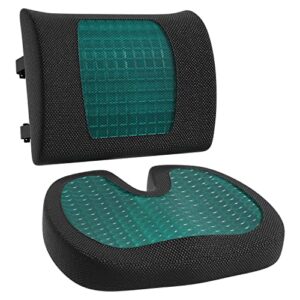 Amazon Basics Seat Cushion & Lumbar Support, Cool Gel Memory Foam, Black, 2-Pack