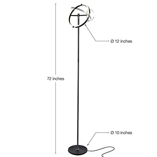 Brightech Halo Split Floor Lamp, Modern Bright LED Torchiere Floor Lamp for Offices - Dimmable, Tall Standing Lamp for Living Room or Bedroom - Adjustable Light w/ Rotating Angles - Jet Black