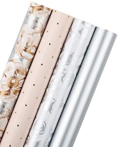 wrapaholic wrapping paper roll – elegant floral and lace printed for wedding, birthday, holiday, party, baby shower – 4 rolls – 30 inch x 120 inch per roll