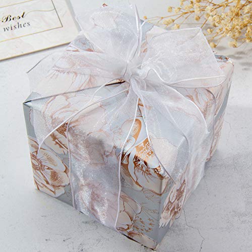 WRAPAHOLIC Wrapping Paper Roll - Elegant Floral and Lace Printed for Wedding, Birthday, Holiday, Party, Baby Shower - 4 Rolls - 30 Inch X 120 Inch Per Roll