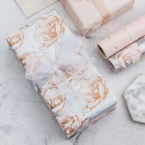 WRAPAHOLIC Wrapping Paper Roll - Elegant Floral and Lace Printed for Wedding, Birthday, Holiday, Party, Baby Shower - 4 Rolls - 30 Inch X 120 Inch Per Roll