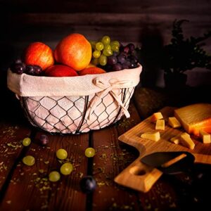 Gift Basket Empty to Fill- Sturdy Metal Fruit Basket with Additional Clear Wrapping Bags and Pull-Bows, Durable Black Wire Fruit Basket With Lining for Gifts and Storage, DIY Gift Basket