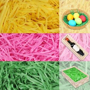 joyin 680 g (24 oz.) tricolor easter grass is pastel colors (pink, yellow and green) easter eggs hunt, easter basket stuffers/fillers, easter party favor, easter decor