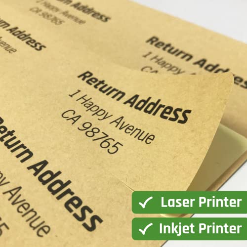 4" x 2" Kraft Labels Stickers, Letter Size with Print Templates - 150 Sheets, Pack of 1500