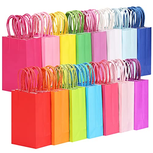 Moretoes 90pcs Party Favor Bags, 15 Colors Small Gift Bags Bulk, Goodie Bags with Handles for Kids Birthday, Candy, Crafts and Party Supplies